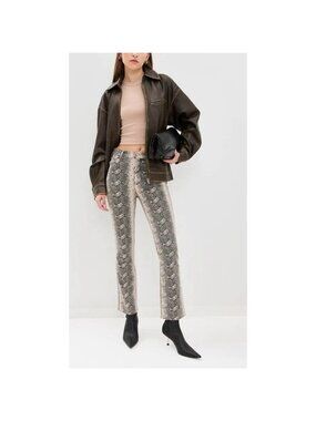 MOTHER The Hustler Flood Jean 27 Boa Babe Denim Snakeskin High Rise Crop Ankle